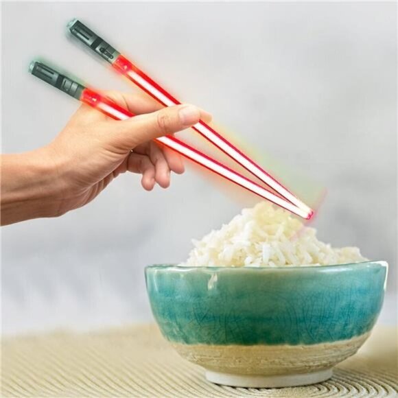 Light Sabert Chop Sticks LED Glowing Reusable Sushi Noodles Chinese  Red - Picture 1 of 8